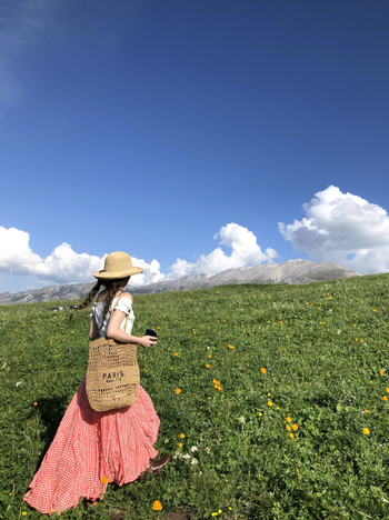 Geantă tote din paie cu căptușeală din bumbac, formă verticală pătrată, buzunar exterior deschis, vară 2025