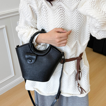 Nanfeng Palm Island heart-shaped tote torba, mala, PU pletena torba sa zatvaračem i jednom naramenicom