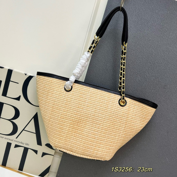 Torba od slame u obliku kante sa zatvaračem, poliester podstava, unutarnji džepovi za telefon i dokumente – Ljeto 2025