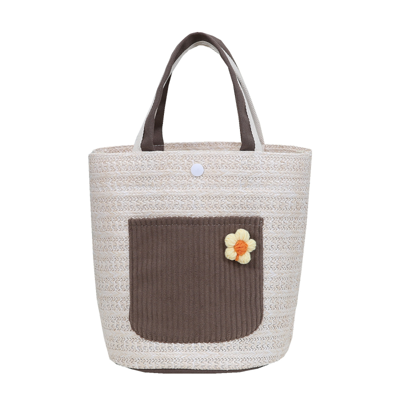 Slamnata crossbody torba sa zatvaračem, kvadratnog oblika, velikog kapaciteta