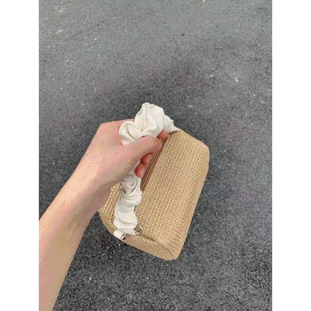 Mingxiao slamnata pletena crossbody torba, mali kvadratni oblik, zatvarač, za putovanja u slobodno vrijeme
