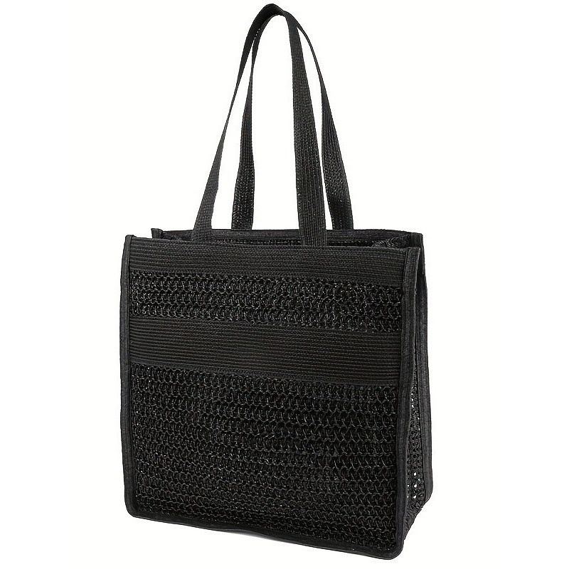 Szalmából szőtt kézitáska, anyag papír, utcai-stílus, nyitott felső rész, vízszintes téglalap alakú forma, bélés nélküli