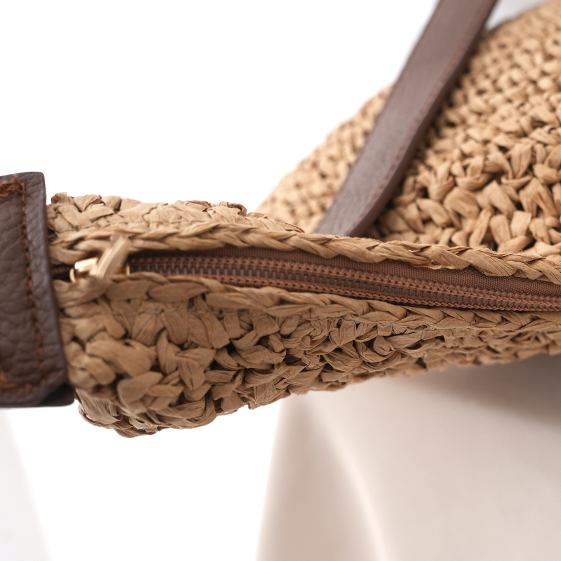 MHY slamnata torba u obliku dumpling, crossbody s zatvaračem, gradski minimalistički stil, podstava poliester-bavlna