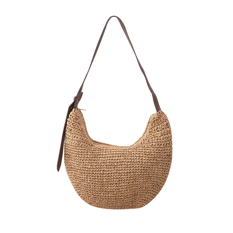 MHY slamnata torba u obliku dumpling, crossbody s zatvaračem, gradski minimalistički stil, podstava poliester-bavlna