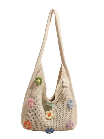 Női gyapjú kötött tote táska, nagy kapacitású mindennapi használatra (Anyag: gyapjú; Belső: poliészter; Forma: függőleges négyzet; Nyitás: felső nyitott; Telefonszseb)