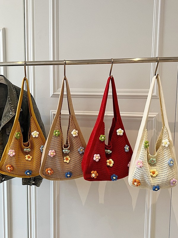 Női gyapjú kötött tote táska, nagy kapacitású mindennapi használatra (Anyag: gyapjú; Belső: poliészter; Forma: függőleges négyzet; Nyitás: felső nyitott; Telefonszseb)