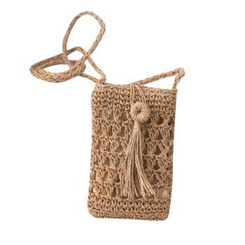 Crossbody táska, kézzel készített szalmaanyagból, városi letisztult stílus, függőleges négyzetes forma, laminált cipzáras belső zseb