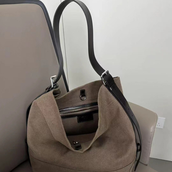 Yi Lin női tote táska valódi bőrből, vászon bélés, egyetlen vállpánt