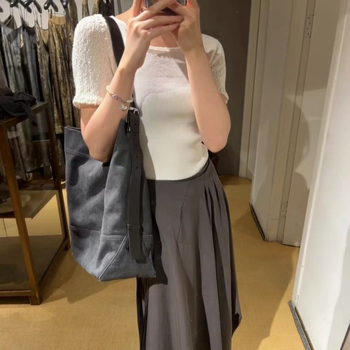 Yi Lin női tote táska valódi bőrből, vászon bélés, egyetlen vállpánt