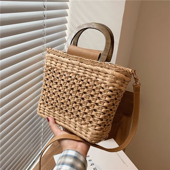 Casual slamnata crossbody torba, poliester materijal, unutarnja podstava s travom, proljeće 2025, Unique brend