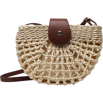Slamnata crossbody torbica, kružni oblik, magnetsko zatvaranje, poliester podstava, torba s poklopcem