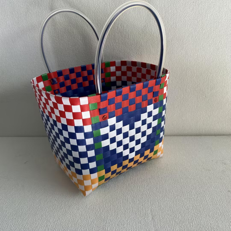 Ručna pletena torba od slame, svjež i sladak stil, horizontalni četverokutni oblik, unutarnji ID džep