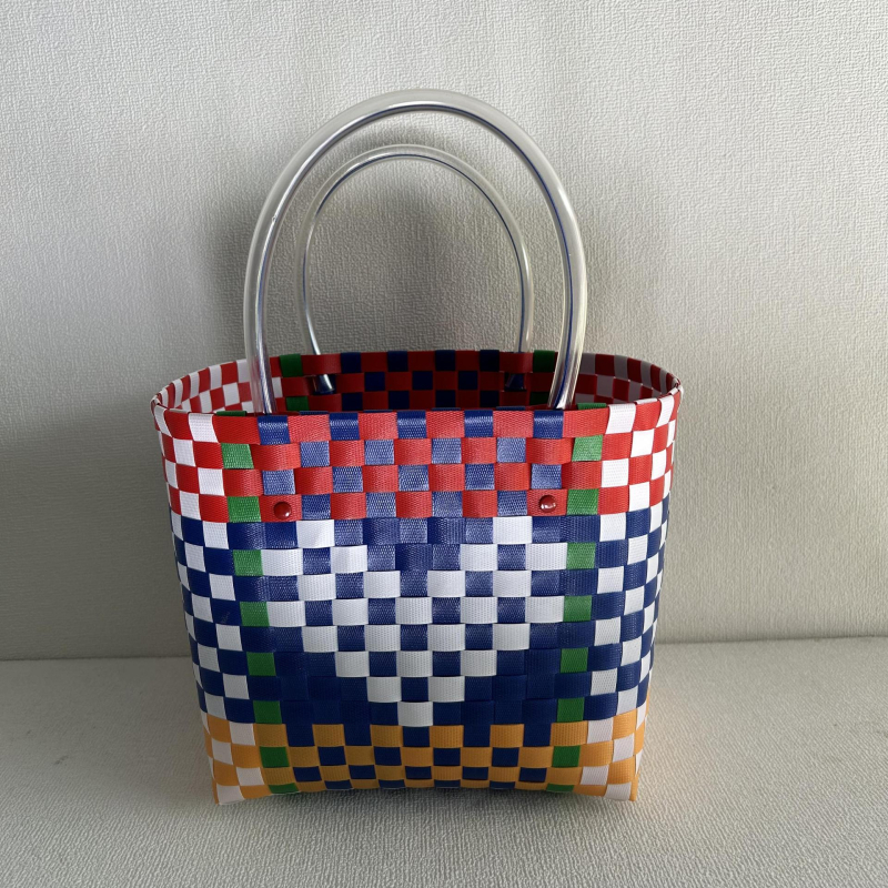 Ručna pletena torba od slame, svjež i sladak stil, horizontalni četverokutni oblik, unutarnji ID džep