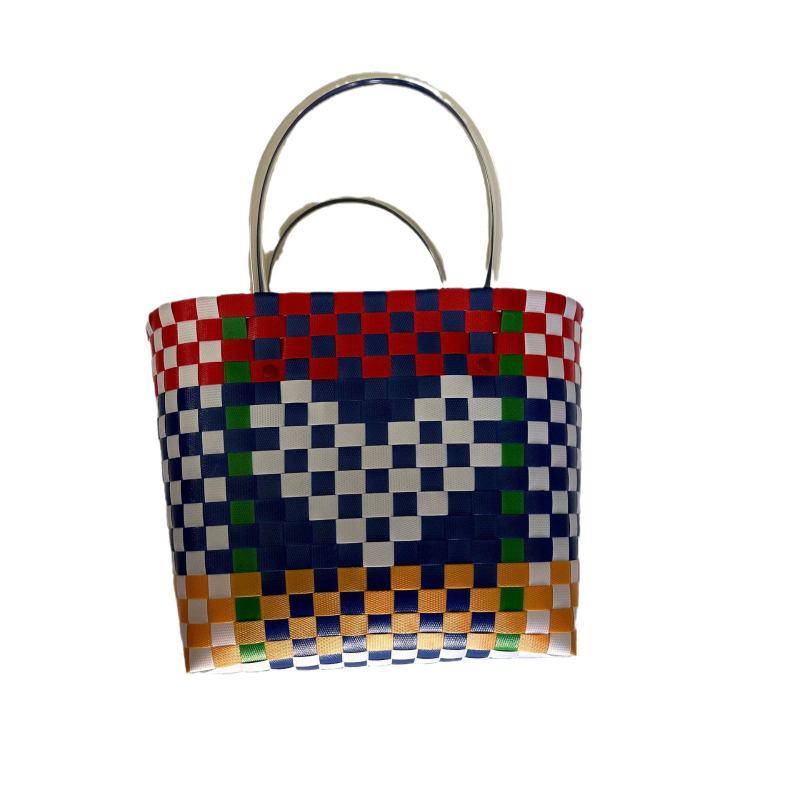 Ručna pletena torba od slame, svjež i sladak stil, horizontalni četverokutni oblik, unutarnji ID džep