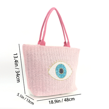 Platnena tote torba s izvezenim uzorkom, zatvarač, stil gradske jednostavnosti (Stil: gradska jednostavnost; Materijal: platno; Tip: tote torba; Izvezen uzorak; Zatvaranje: zatvarač)