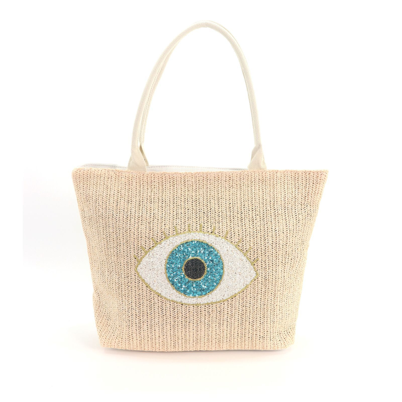 Platnena tote torba s izvezenim uzorkom, zatvarač, stil gradske jednostavnosti (Stil: gradska jednostavnost; Materijal: platno; Tip: tote torba; Izvezen uzorak; Zatvaranje: zatvarač)