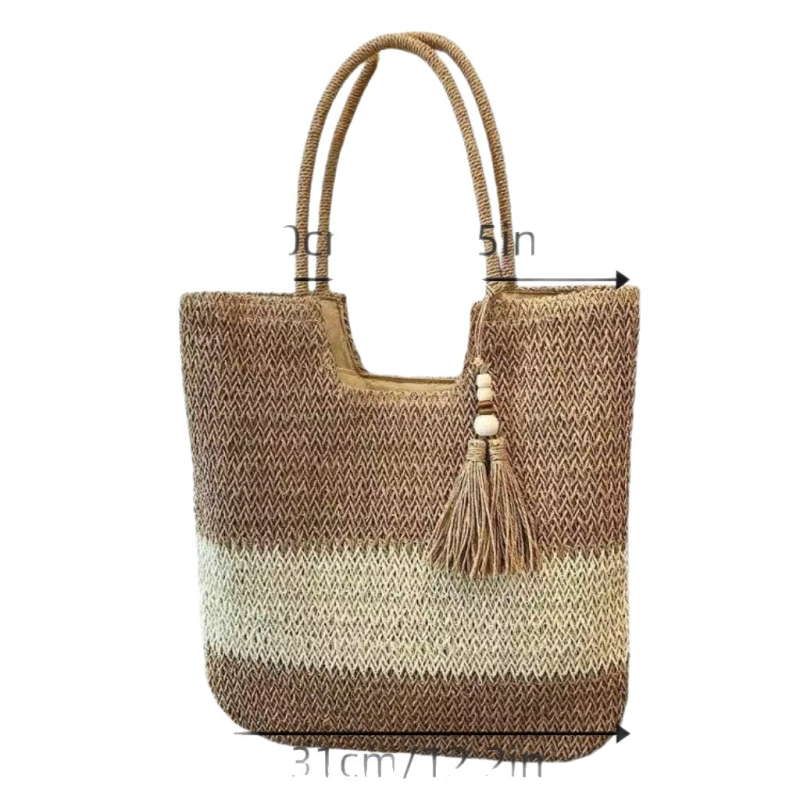 Torba za rame, pletena od papira, uspravni kvadratni oblik, pretinac za telefon, proljeće 2024