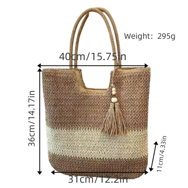 Torba za rame, pletena od papira, uspravni kvadratni oblik, pretinac za telefon, proljeće 2024