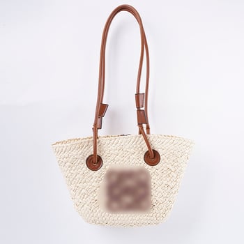 Velika tote torba od papirnog užeta, pletena od slame, kružnog oblika, gradski stil