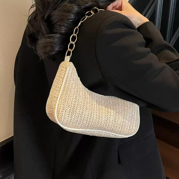Armpit straw bag - ulični stil, zatvarač, horizontalni kvadratni oblik, poliester podstava