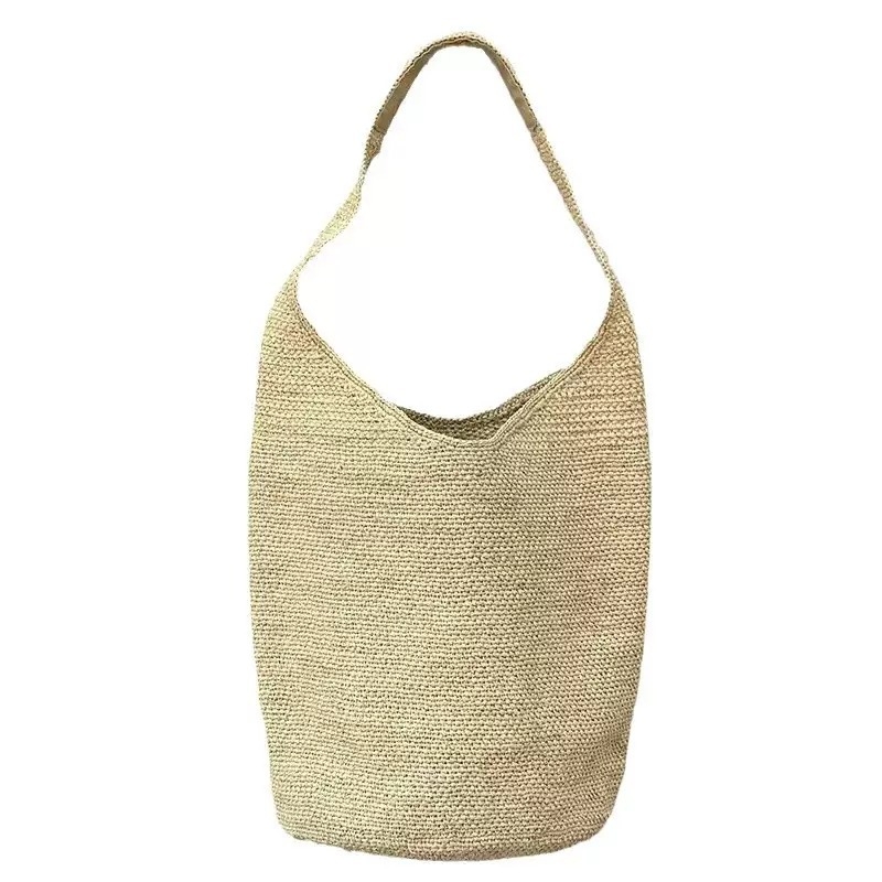 Luksuzna raffia pletena torba, ručno izrađena, velika zapremina, torba za rame u obliku kade, za plažu