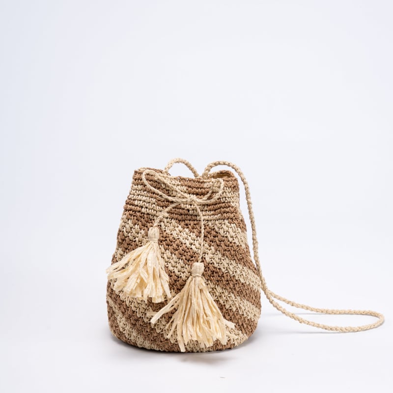 Ženska slamnata torbica s prugama, ručno pletena crossbody torba za odmor i plažu