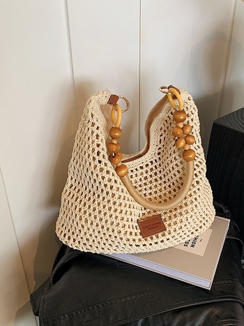 Pletene Tote torba, street-style, velika kapaciteta, vertikalno-kvadratni oblik, magnetsko zatvaranje