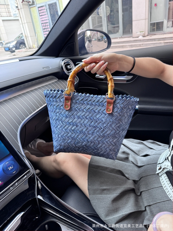 Tkaná taška, kruhový tvar, PP materiál, otvorené, bez podšívky