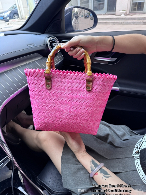 Tkaná taška, kruhový tvar, PP materiál, otvorené, bez podšívky