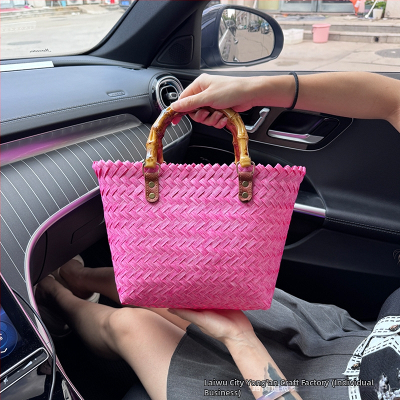 Tkaná taška, kruhový tvar, PP materiál, otvorené, bez podšívky