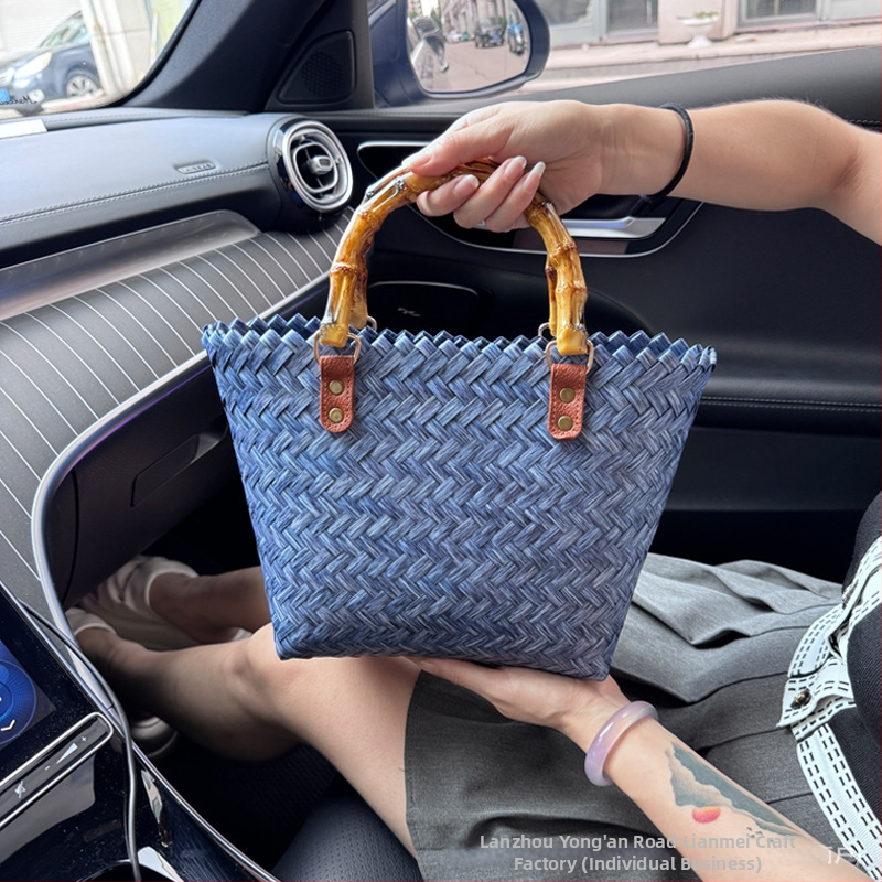 Tkaná taška, kruhový tvar, PP materiál, otvorené, bez podšívky