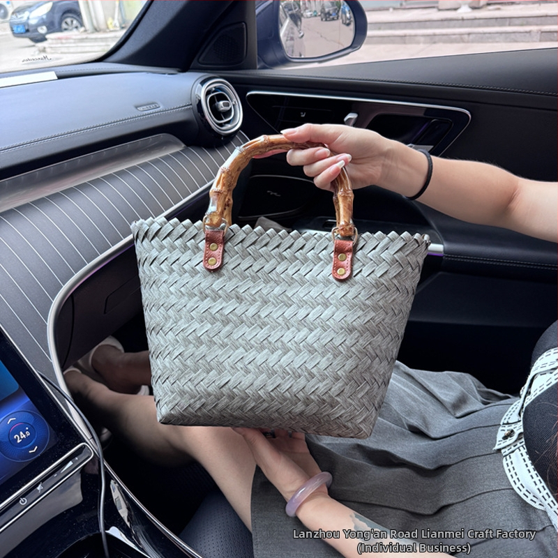 Tkaná taška, kruhový tvar, PP materiál, otvorené, bez podšívky