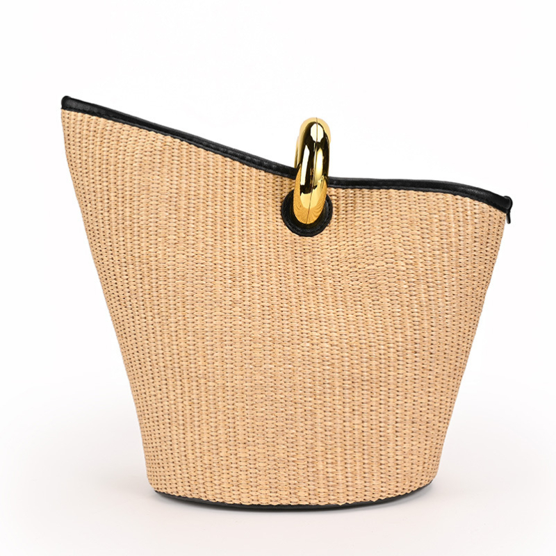 Válltáska tote-stílusban, városi egyszerűség, pamut és len anyagból, vödör alakú, záróval, belső zsebek a telefon és dokumentumok számára