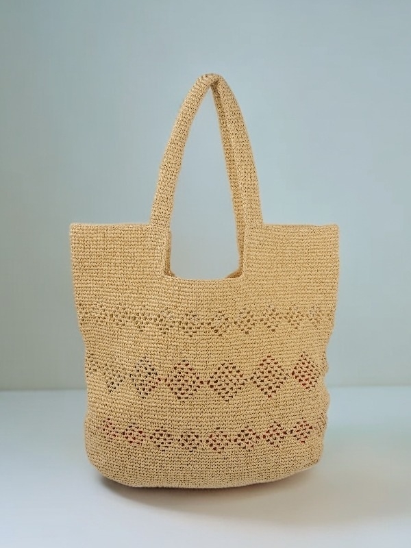 Geantă Tote din paie de hârtie; formă verticală dreptunghiulară; deschidere în partea de sus; buzunar intern pentru documente