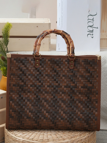 Taška Tote pre ženy — mestský jednoduchý štýl, PVC materiál, vodorovný štvorcový tvar, magnetické zapínanie, polyesterová podšívka