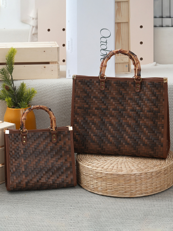 Taška Tote pre ženy — mestský jednoduchý štýl, PVC materiál, vodorovný štvorcový tvar, magnetické zapínanie, polyesterová podšívka