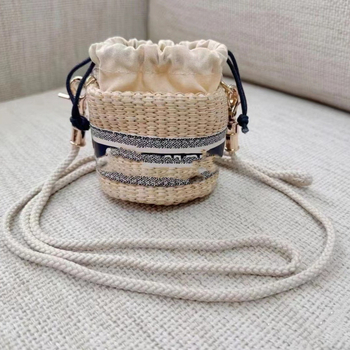 Okružna torba od slame s poklopcem, preko ramena, gradski stil, platnena podstava, pretinac za telefon
