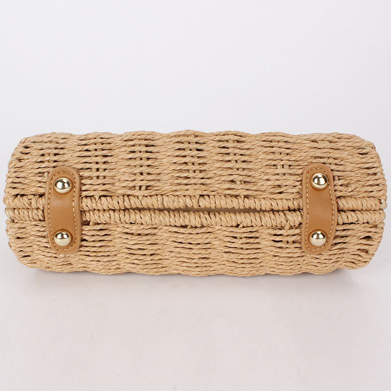 Crossbody taška z papírového lana, pletená, street-štýl, tvar dumpling, magnetické zapínanie