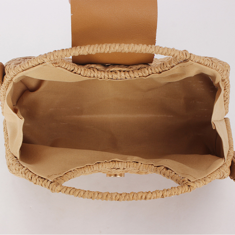 Crossbody taška z papírového lana, pletená, street-štýl, tvar dumpling, magnetické zapínanie