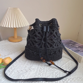 Nova velika kapacitna slamena torba – ručno izrađena, ženska torba za svakodnevnu upotrebu, crossbody/na rame, bucket stil
