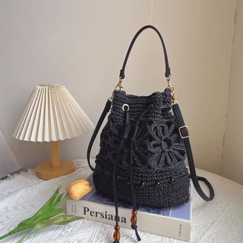 Nova velika kapacitna slamena torba – ručno izrađena, ženska torba za svakodnevnu upotrebu, crossbody/na rame, bucket stil