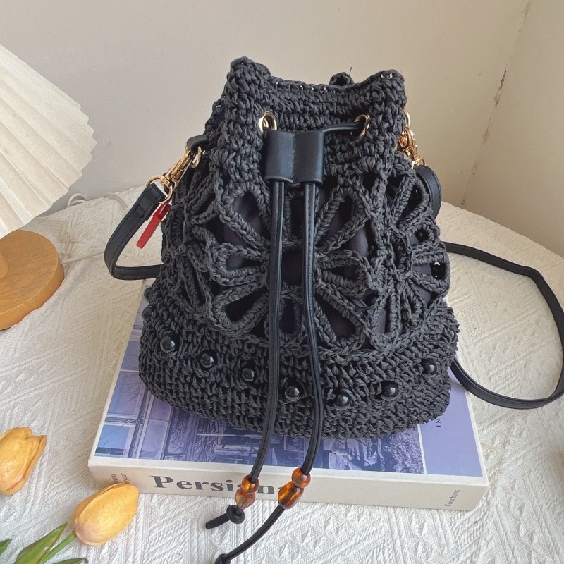 Nova velika kapacitna slamena torba – ručno izrađena, ženska torba za svakodnevnu upotrebu, crossbody/na rame, bucket stil