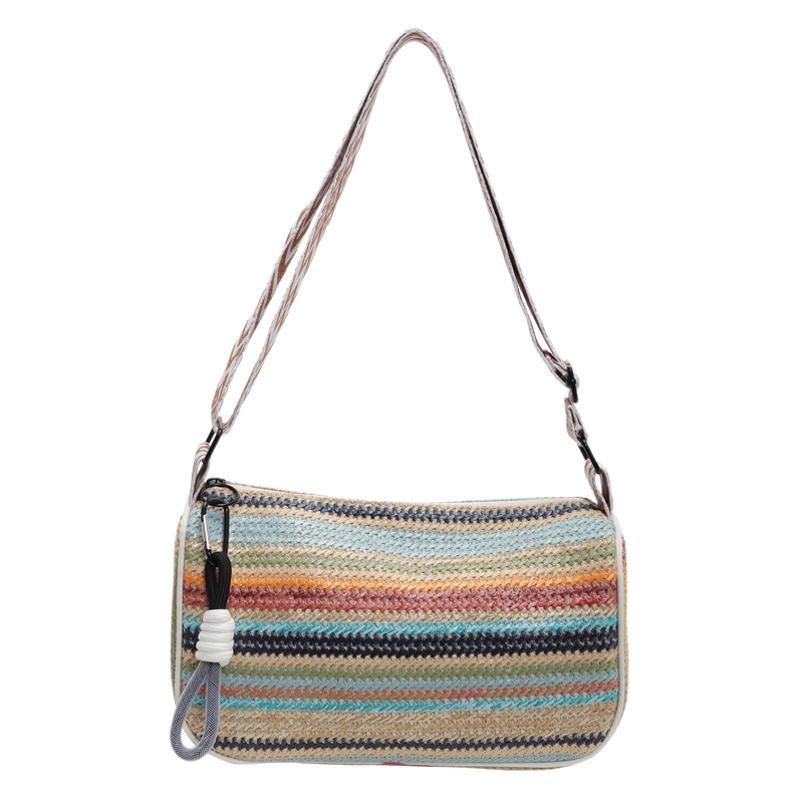 Ručne tkaná taška, mestský minimalistický štýl, zapínanie na zips, vodorovný štvorcový tvar, polyesterová podšívka, vnútorné vrecká na telefón a identifikačnú kartu