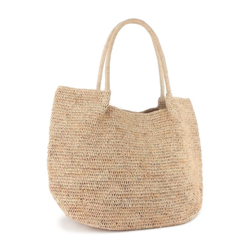 Taška z raffie, pletená, tvar vedra, s otvoreným vreckom a vreckom na telefón, bez podšívky