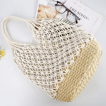 Szövött Tote táska (anyag: pamutfonal + papírszál; stílus: szövött; bélés: poliészter-pamut; fül: dupla fogantyú; szezon: 2025 nyár)