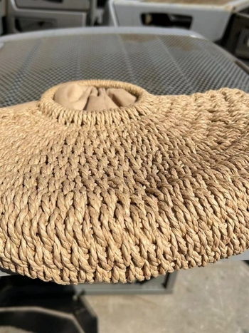 Encounter Geantă semi-circulară cu ciucuri din paie – Geantă de mână ovală, țesută, cu fermoar