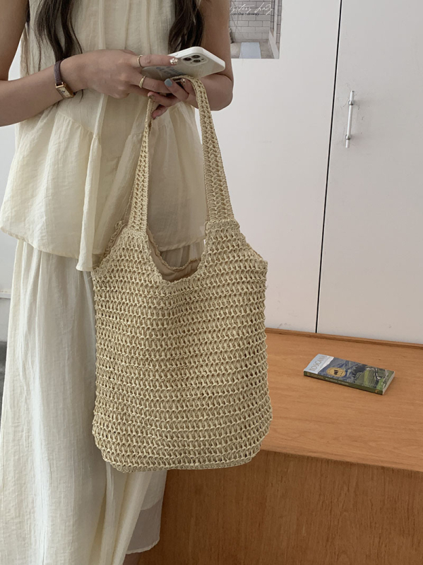 Tote torba od slame – ulični stil, zatvarač, svakodnevna upotreba, brend First Moai