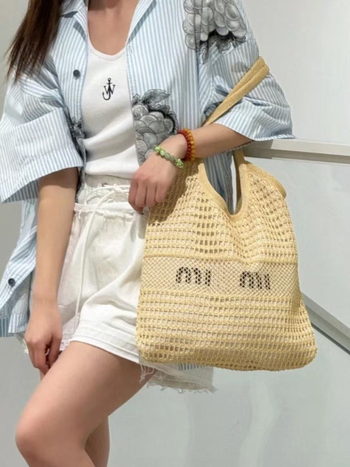 Geantă de femei din paie, tip Tote, fără căptuială, primăvara 2025, utilizare zilnică