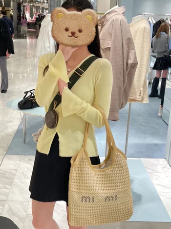 Geantă de femei din paie, tip Tote, fără căptuială, primăvara 2025, utilizare zilnică