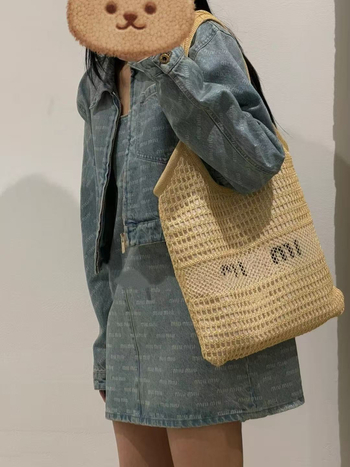 Geantă de femei din paie, tip Tote, fără căptuială, primăvara 2025, utilizare zilnică